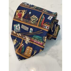 Vintage Allyn Neckwear Silk Tie Made in USA Golf Trophy 58.5 x 3.75